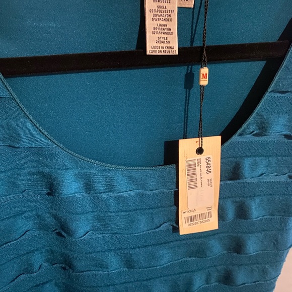 Studio M NEW Green Tiered Short Sleeves Knee-Length Casual Dress XS - Picture 3 of 4